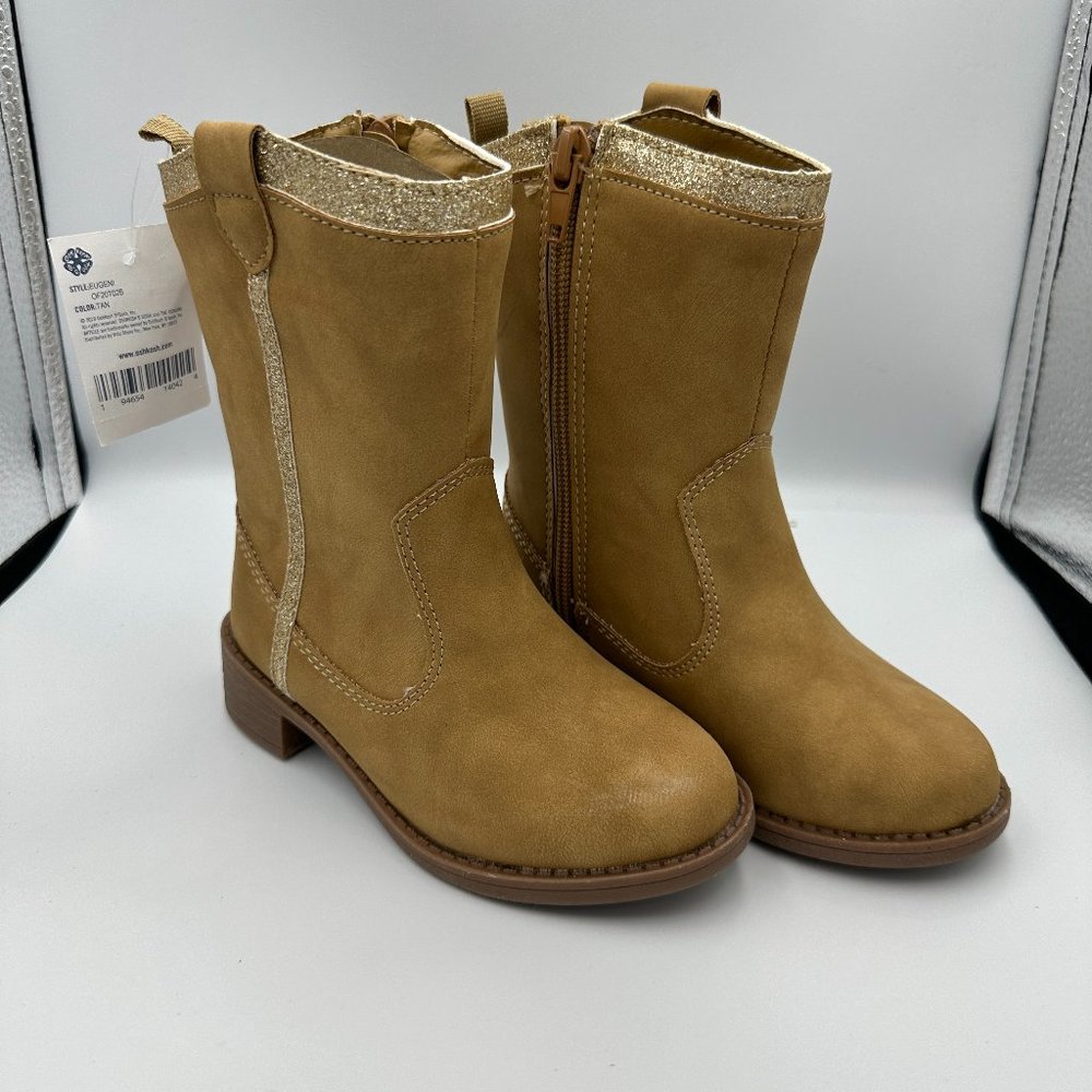 NWT - OshKosh Glitter/Tan Mid-Calf Toddler Boots - Size 8